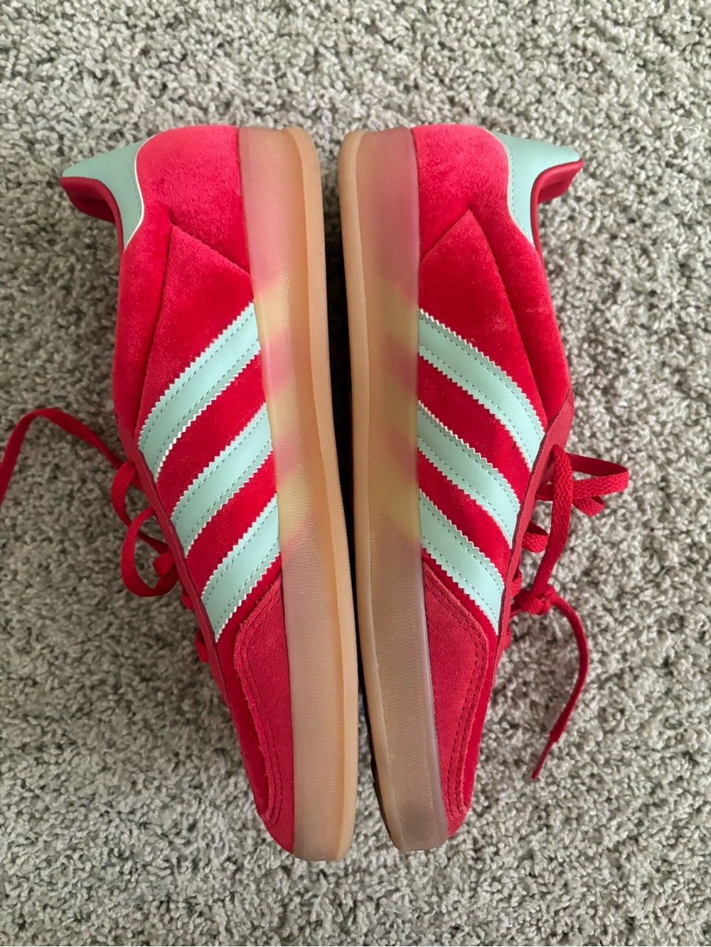 adidas Women's Red Sneakers with White Stripes - Picture 2 of 4